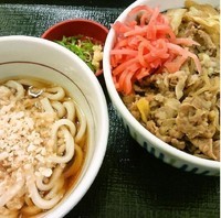 「和風牛丼+冷やしうどん(小)250円+140円」@なか卯 守谷店の写真