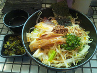 「辛味油そば+もやし+キャベツ+高菜【1,000円】」@油そば 雷神 市川店の写真