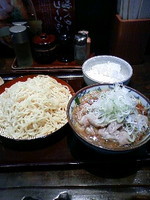 「肉野菜つけ麺830円－割引券200円＋麺大盛&ﾗｲｽ0円」@北海道らぁめん 伝丸 亀戸店の写真