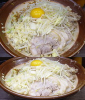 「麺マシ 大・小ぶた 800 + 汁なし 80円（ヤサイマシマシ・」@ラーメン二郎 横浜関内店の写真