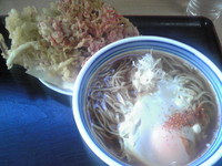 「月見そば￥400＋玉ねぎ天￥110＋桜海老天￥110」@ねぎどんの写真