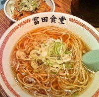 「かけそば+炙り肉飯(500円+250円)」@松戸中華そば 富田食堂の写真