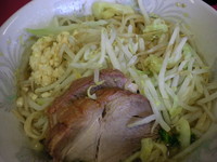 「汁なし（６００円）・麺硬め・ニンニク・ヤサイ少なめ・カラメ」@ラーメン二郎 環七一之江店の写真