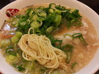 「ラーメン(麺かため、脂多め)＋ねぎ多め」@京都銀閣寺 ますたにラーメン 日本橋本店の写真