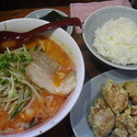 炎魔ラーメン+大粒ギョーザ+からあげ+のり+ライス