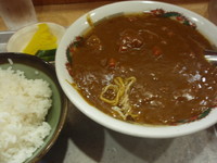 「カレーラーメン中辛，大盛、半ライス」@大沢食堂の写真