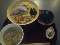 「特製つけ麺＋三種盛￥500（グルーポン使用）＋中盛り￥100」@麺処 花りんの写真