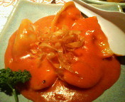 「チリチーズ水餃子　480円」@餃子の丸満の写真