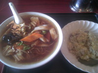 「広東麺+ミニチャーハン　650+300円」@ばんらい亭の写真