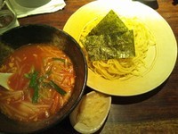 「海鮮トマトつけ麺500円（サービス価格）きざみニンニク50円」@拉麺屋の写真