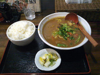 「カレーラーメン(580円)+ライス大(180円)」@ラーメン創作麺処 めん坊の写真