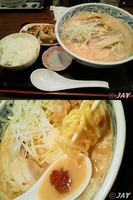 「「魚らんセット（味噌らーめん+餃子３ヶ+小ライス）」￥880」@北海道らーめん 魚らん坂 川口店の写真