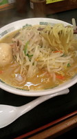 「味噌ラーメン490円+味玉（クーポン利用）５０円」@日高屋 竹ノ塚西口店の写真