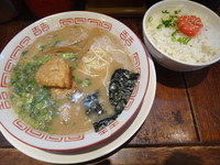 「博多らあめん+替え玉+明太子ごはん(800円)」@博多らあめん kokoroBAの写真