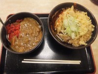 「朝定食Aカレー340円(クーポンでかき揚げ無料)」@ゆで太郎 御徒町店の写真
