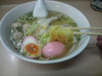 「昆布らーめん＋桜エビの煮玉子とつくね」@かすみそうの写真