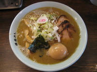 「とろりそば（太麺）＋味玉：750円＋100円」@東京煮干中華そば 三三㐂 大森の写真