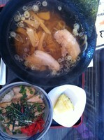 「らーめん600円（+四元豚チャーシュー丼400円）」@手延らーめん 恵比寿の写真