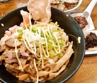 「春の限定　海老まぜそば+α+チャーシュー丼」@はりけんラーメンの写真