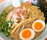 「期間限定にぼとん醤油ラーメン+パリパリ餃子」@ラーメン山岡家 谷田部店の写真