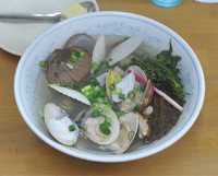 「貝三種，浜辺の潮蕎麦（バター付き） 1,000円」@MENYA 食い味の道有楽の写真