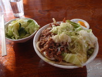 「肉うどん＋ねぎ＋キャベツ別盛り」@手打ちうどん とだの写真