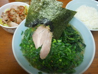 「ネギらーめん（並・麺硬め）＋キャベチャー＋ライス」@横浜ラーメン 武蔵家 成増店の写真