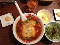 「太陽のチーズラーメン+ニンニク+チーズ増し+バジリゾ」@太陽のトマト麺 Next 新宿ミロードの写真