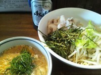 「【期間限定】納豆つけ麺（並）780円＋ビール＋etc」@ラーメンアキラの写真