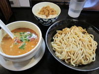 「期間限定えびつけめん(850円)、肉ライス(150円)」@麺堂 稲葉の写真