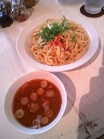 「海老出汁醤油つけ麺７５０円」@ガハハ食堂の写真