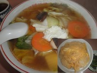 「五目ラーメン６３０円＋玉子丼５５０円」@ドーン食堂の写真