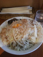 「油めん、野菜、背油、味濃い目」@らーめん ぽっぽっ屋 水道橋店の写真