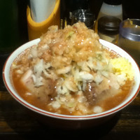 「ラーメン 麺少な目、きざみタマネギ」@らーめん まぜそば がっつんの写真