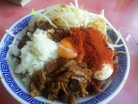 「まぜそば（２辛）」@明神角ふじの写真