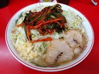 「ラーメン（650円）＋ニラキムチ（100円）ニンニク」@ラーメン二郎 湘南藤沢店の写真