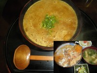 「カレーラーメン５００円＋カツ丼６００円」@おおしも食堂の写真