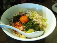 「※【試作品】キムチマヨまぜそば＋ビール」@ラーメンアキラの写真