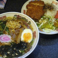 「本日のラーメン定食（中華そば＋豚ロースカツ）」@ラーメンヤブキの写真