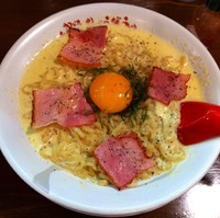 「カルボナーラ麺（￥800）」@やまがた辛味噌らーめん 貫の写真