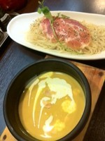 「冷製カレーパンプキンつけめん」@麺彩 ぎんやの写真