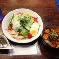 「冷やし塩バジル￥８００＋ねぎぶた丼￥３５０」@あさか 麺工房、 朝霞本店の写真