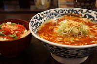 「辛ガーリック麺＋チーズトマトおじや（限定）」@東京駅 斑鳩の写真