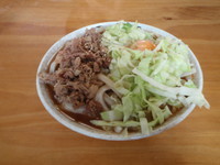 「特濃煮干し大盛＋肉＋キャベツ＋卵」@うどん屋 源さんの写真