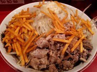 「坦々麺風汁なしそば（大）ニンニク増し」@ひたちなか大盛軒の写真