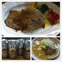 「かけラーメン＋ビール＋ツマミ」@ラーメンアキラの写真
