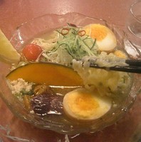 「冷しとりそば(夏限定30食)+味付玉子」@らーめん天神下 大喜の写真