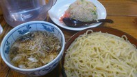 「肉つけ麺500円+半チャーハン200円」@伝丸 青山店の写真