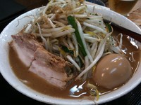 「味玉味噌ラーメン 850円（ヤサイ大盛り・ニンニク）」@味噌麺処 花道庵の写真