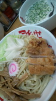 「黒葱油の濃厚鶏白湯つけ麺800円(大盛タイムサービス)」@なんつッ亭 弐 品川店の写真